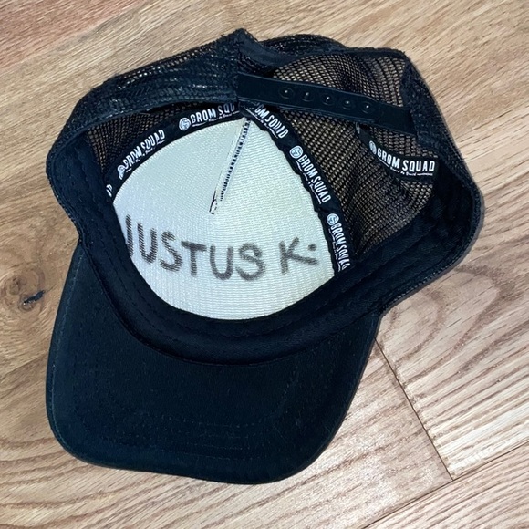 Grom Squad Kids Trucker Hat. Black “Skate Squad” with black mesh back. Big - Picture 3 of 5